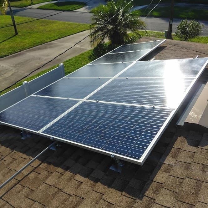 Rooftop solar array during installation